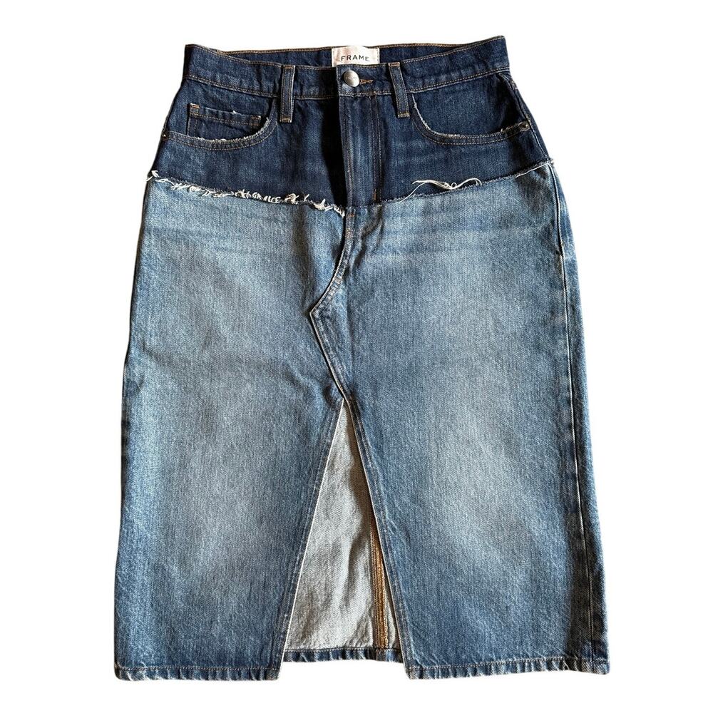 Women’s Frame Two Tone Split Jean Skirt Size 24